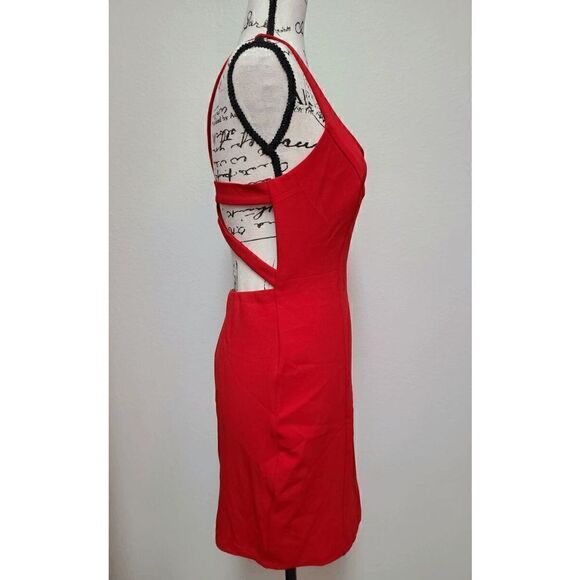 ❤ NWT B. Darlin Strappy V-Neck Sexy Back Clubwear Party Red Hot Dress SIZE M - Picture 8 of 15
